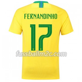 Fußballtrikots Brasilien Fernandinho 17 Heim Trikotsatz WM 2018